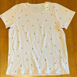 J. Crew Pink  Collectors T-Shirt with Cactus Print Size L